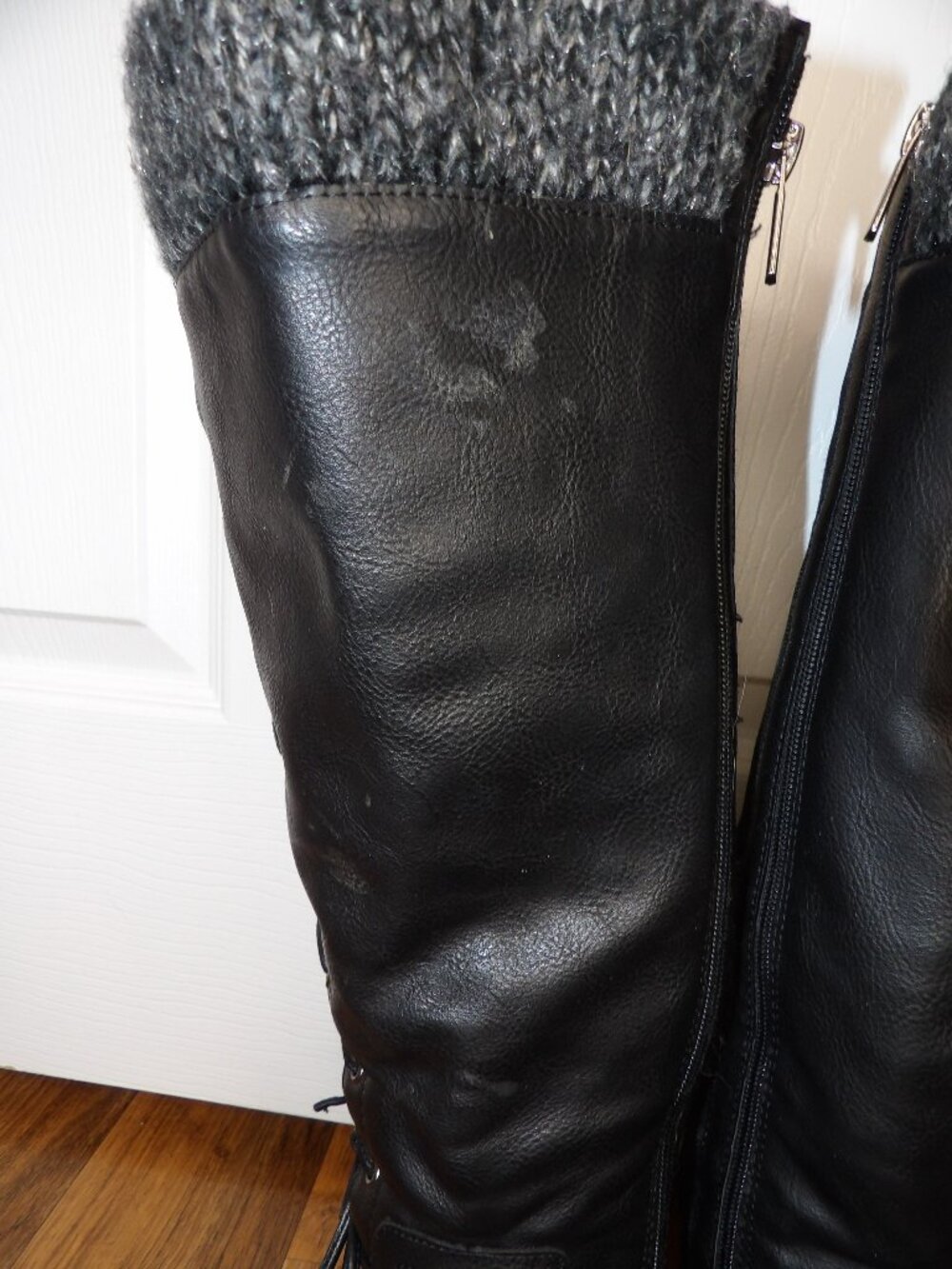Torrid Black Tall Boots Low Heel Corset Detail Size 10WW - Picture 5 of 7